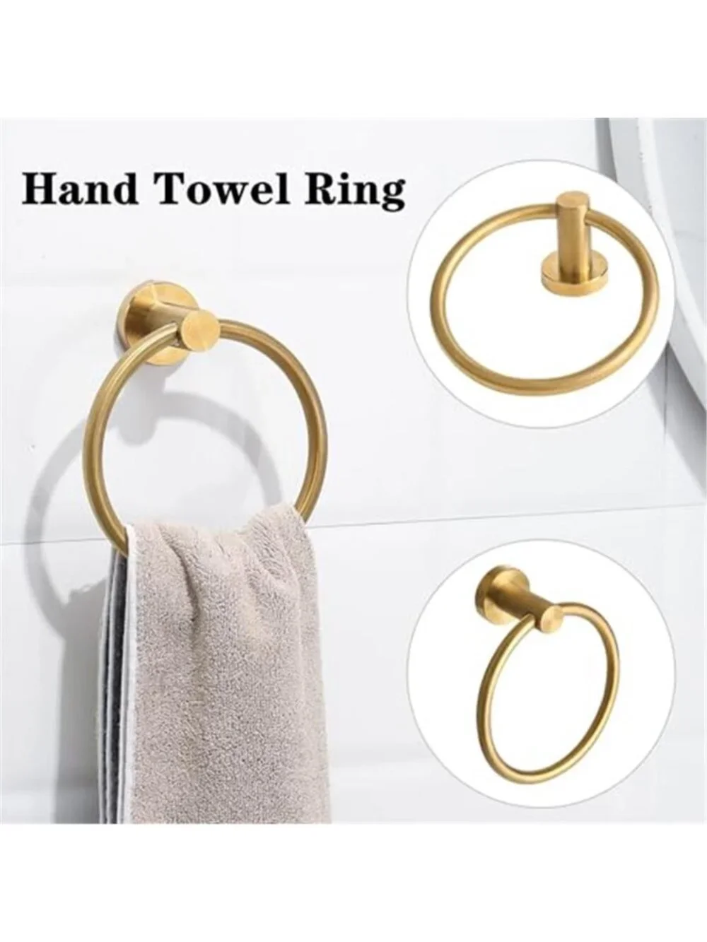 Brushed Gold Bathroom Hardware Set Towel Bar Towel Ring Hooks 5 Piece